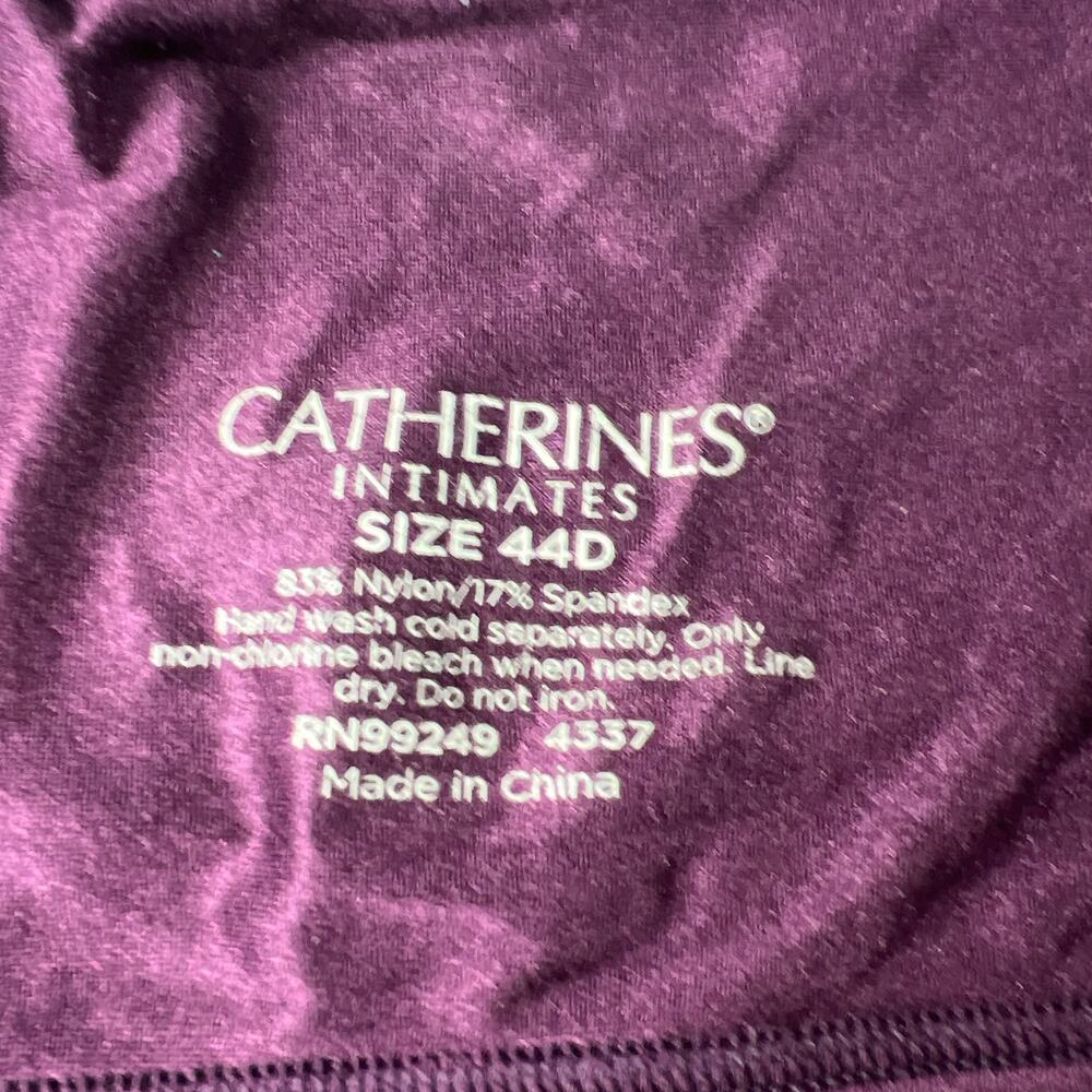 Catherines Full Coverage Smooth Wireless Bra Eggplant Solid Plus Size 44D - Picture 7 of 8